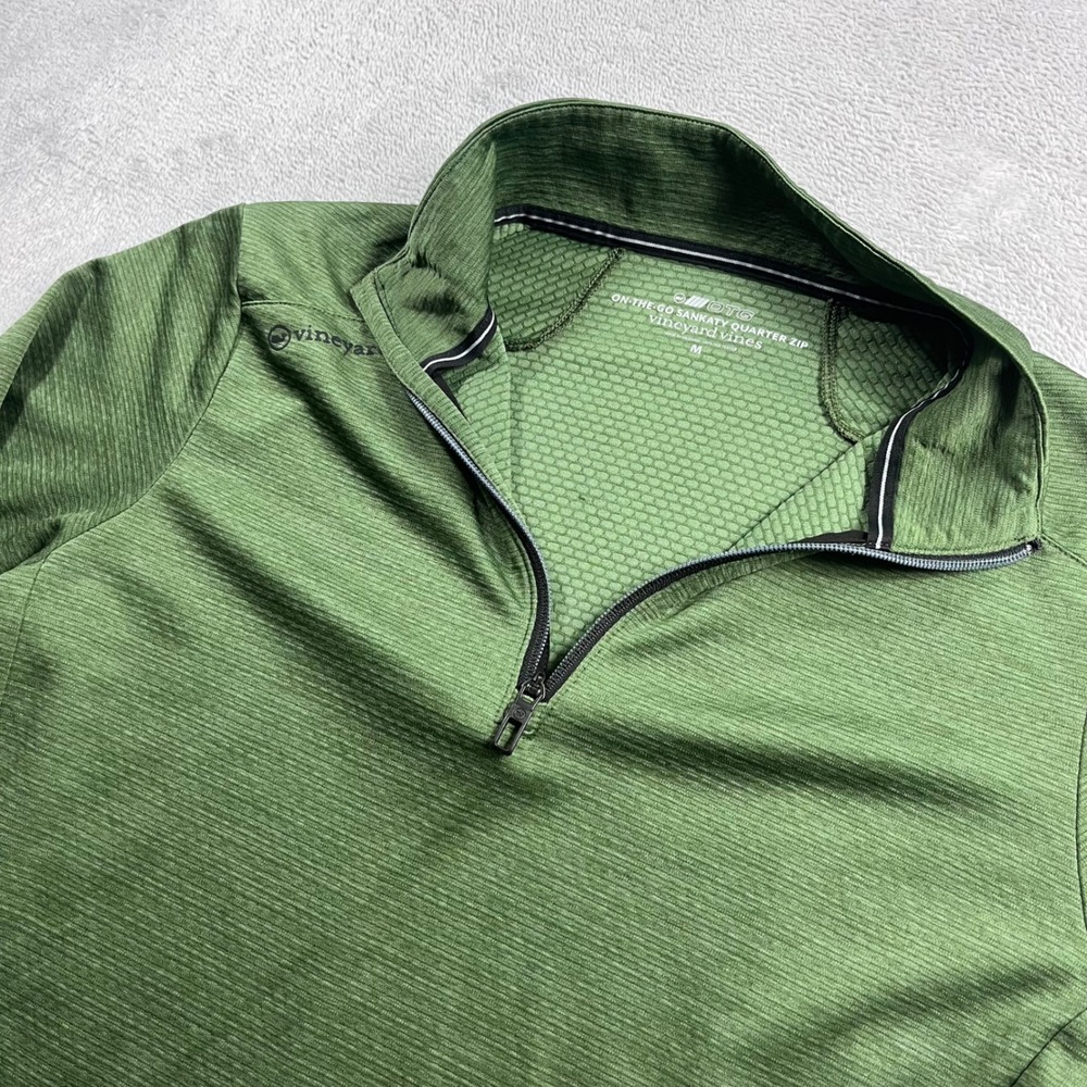 Vineyard Vines OTG On-The-Go Sankaty Quarter‎ Zip Pullover Green Mens Medium